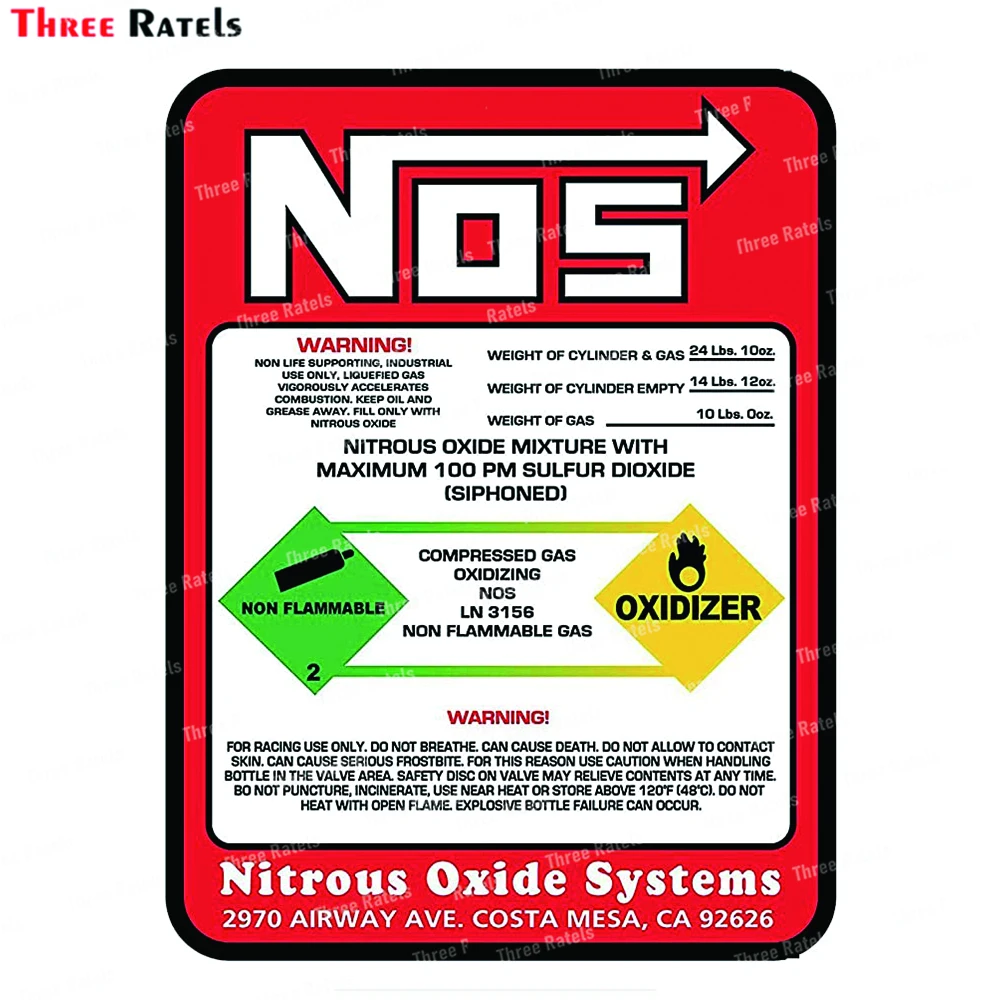 Three Ratels I288 Blue And Red NOS Bottle Replacement Label Decal Sticker Sign 2 5 10 15 20lb Vinyl Waterproof Material