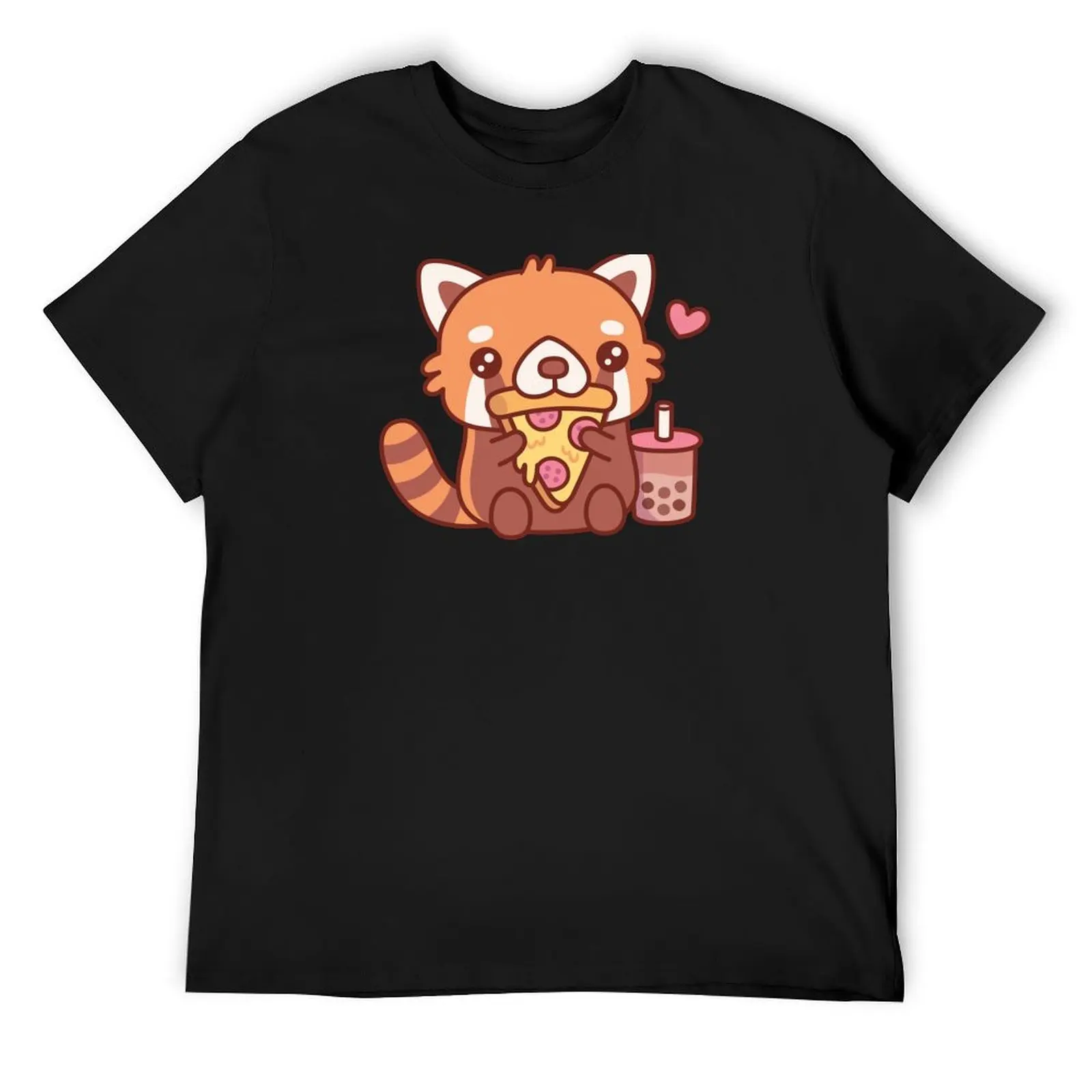 

Футболка Cute Little Red Panda Loves Eating Pepperoni Pizza, летние топы, дешевые вещи, простое новое издание, комплект мужских футболок