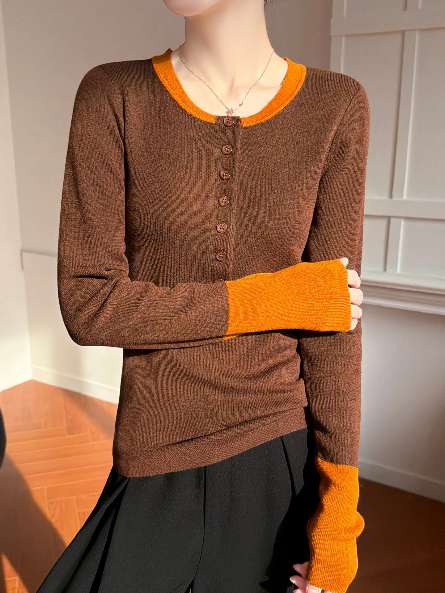 Casual Spring Autumn Women T-Shirts Worsted Wool Blend Knitwear Cozy Pullover Slim Blouse Long Sleeve Clothing Tops Lady Sweater view 2