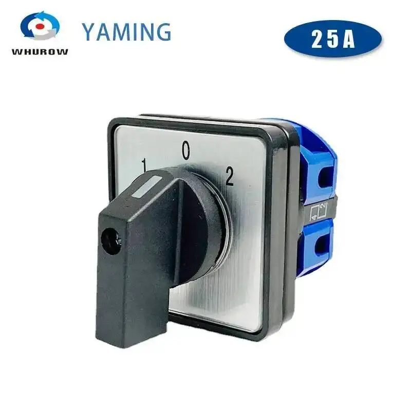 

LW26 YMW26-25/1 поворотный кулачковый переключатель с 3 позициями, переключатель, 25 А, 1 полюс, 4 клеммы, серебристый, контактный, Фабричный