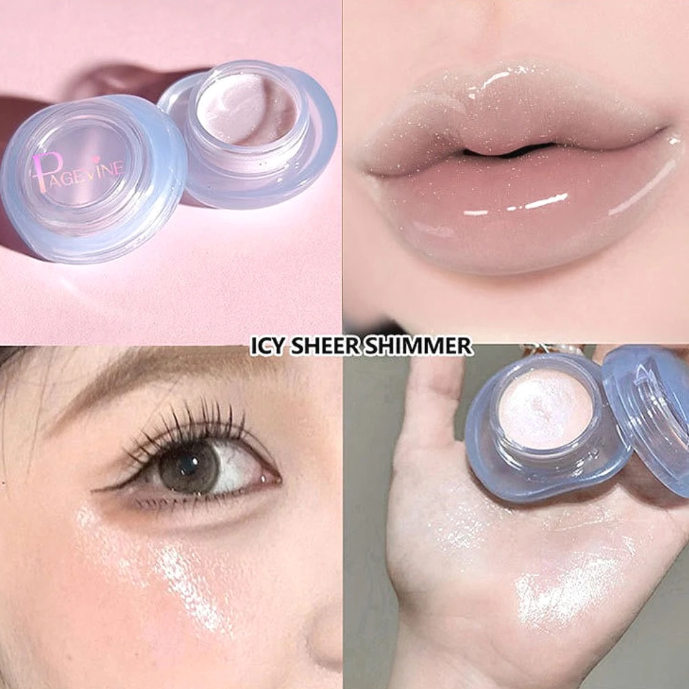 ملمع شفاه ومرطب ومشرق للخد - نسيج جيلي كريستالي 2 في 1 |   لمسة نهائية مرآة عالية اللمعان لمكياج الوجه الرقيق