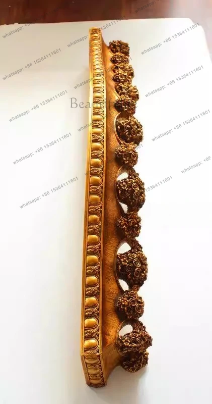 European bedroom bed mantle wall decoration curtain living room French engraved retro gold resin
