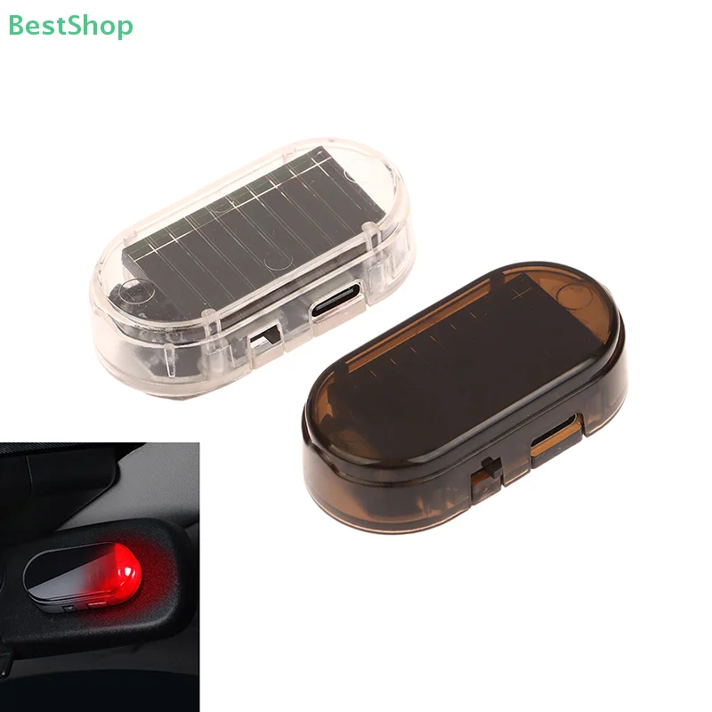 1 Piece LED Flashing Lights Car Fake Security Light Solar Powered Simulated Dummy Alarm Wireless Warning Anti-Theft Caution Lamp