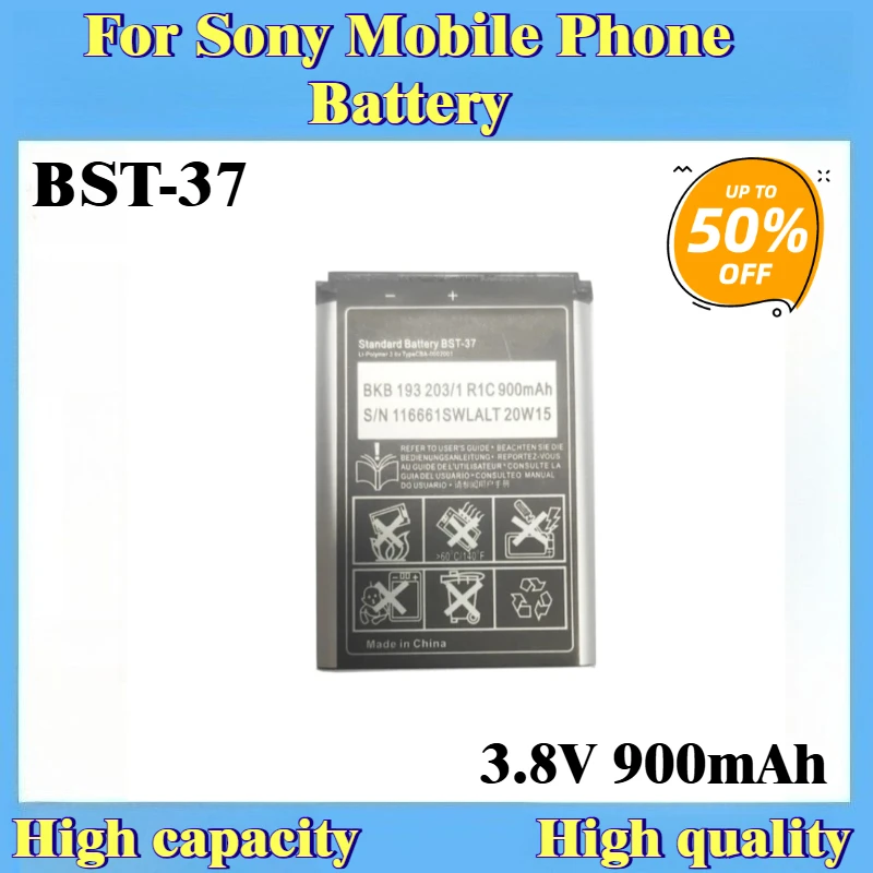 

New Rechargeable Phone Battery BST37 BST 37 BST-37 3.8V 900mAh For Sony Ericsson T280i V600 K610i W700 J100i K200i K750 D750i