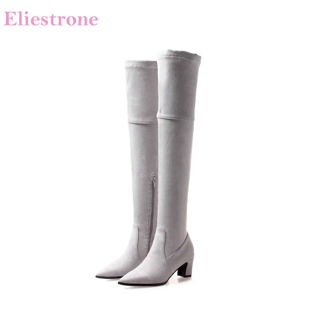 Brand New Winter Fashion Yellow Black Women Thigh High Slouch Boots High Heels Lady Shoes Plus Big Size 10 32 45 48