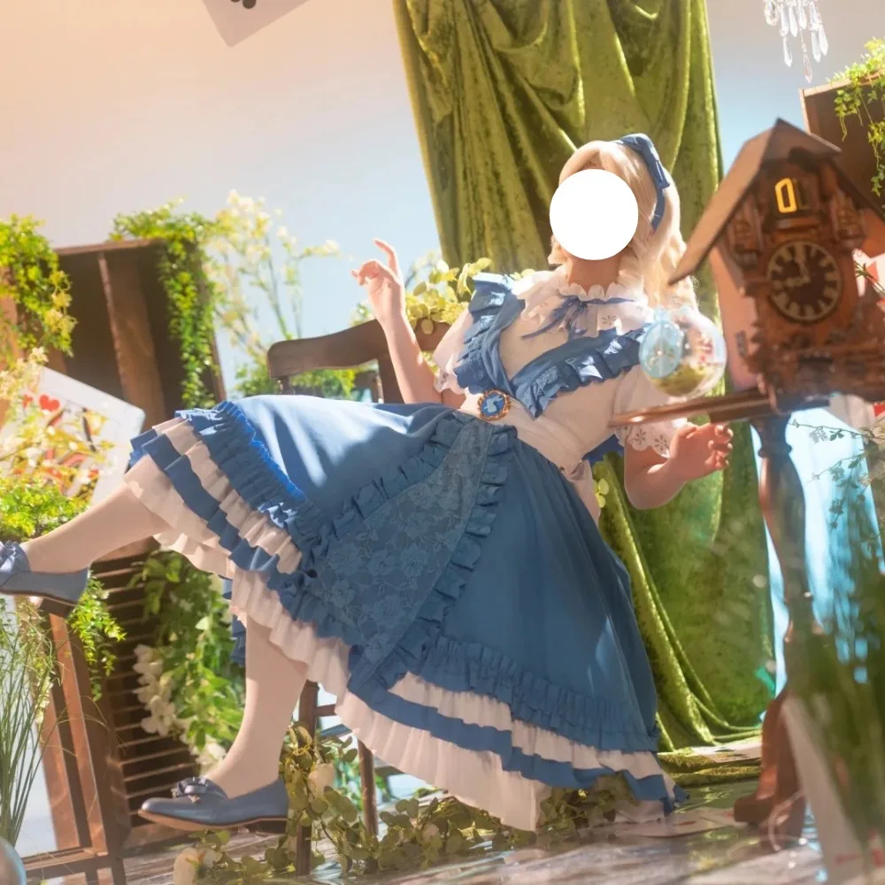Halloween Comic Con Outfit Identity V Journalist Alice in Dreamland Cosplay Costume Elegant Blue Dress Delicate Accessories 2026