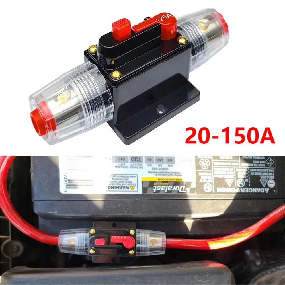 20A to 150A Circuit Breaker Automatic Reset Fuses Holder Switch DC 12V-24V Car Truck Audio Stereo Amplifier Circuit Breaker