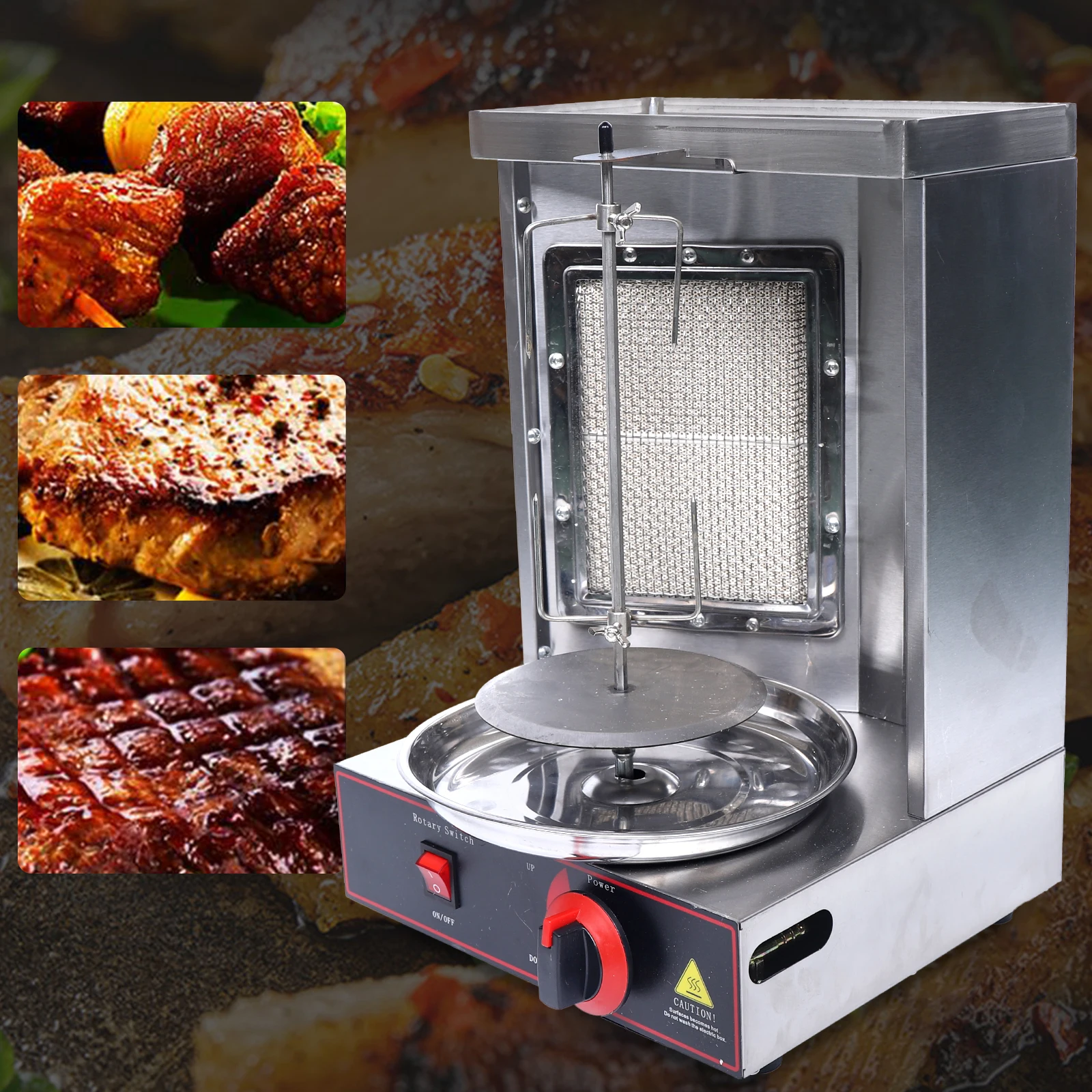 LPG Elektrischer Döner-Kebab-Grill 360° °   Rotierende Barbecue-Grillmaschine, 2000 W, Edelstahl, Rindfleisch, Schweinefleisch, Huhn, Gyro-Grillmaschine