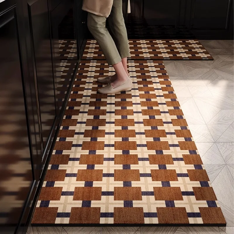 Kitchen Floor Mat Anti-slip Oil-proof Wipeable Rugs Waterproof PVC Leather Carpet Minimalist Long Size Foot Mats Alfombra 주방 카펫