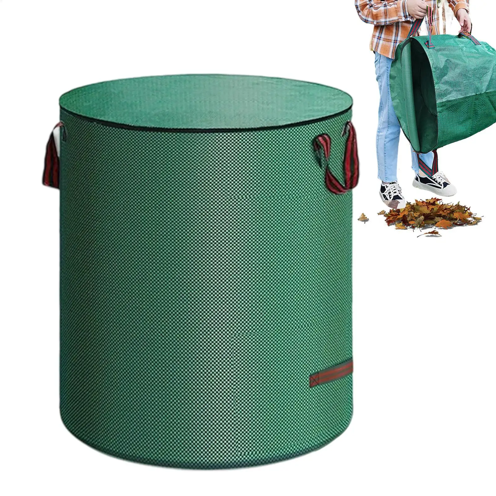 

Large Capacity Garden Leaf Bag Branches and Fallen Leaves Collection Bag Dark Green PP Woven Reusable Plant Garbage Bag Supplies