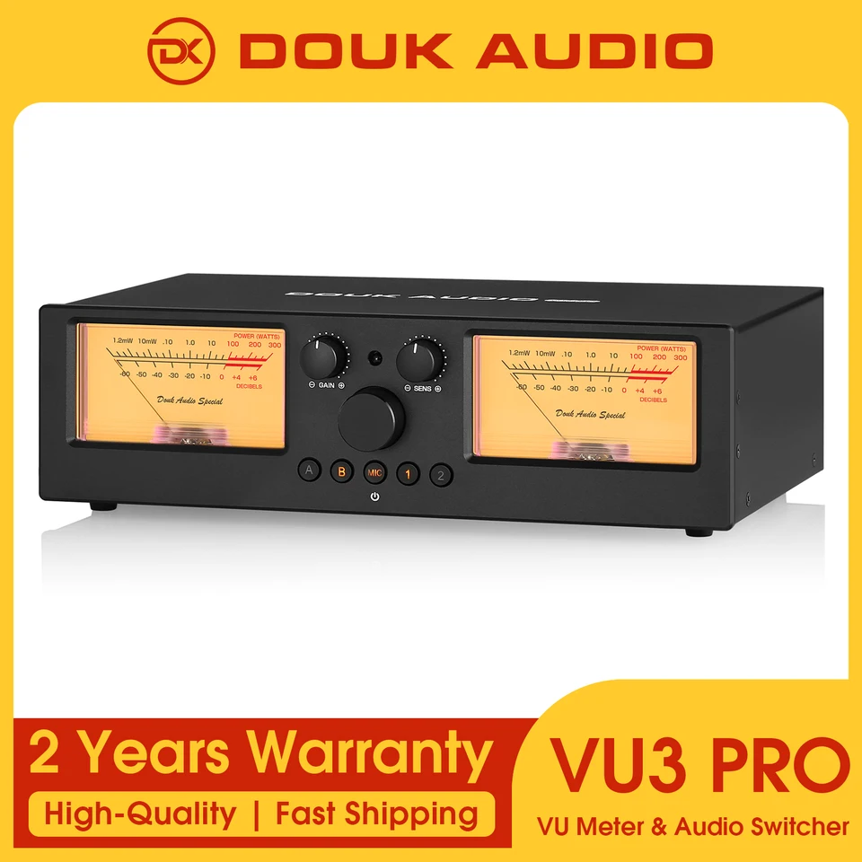 Douk Audio VU3PRO Amplifier/Speaker Selector with VU Meter 2-IN-2