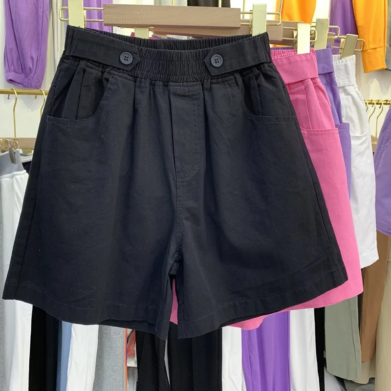 Cowboy Wide Leg Shorts for Women in the Summer of 2024 Hong Kong Style Outerwear with Loose and Cotton Wide Leg Pants