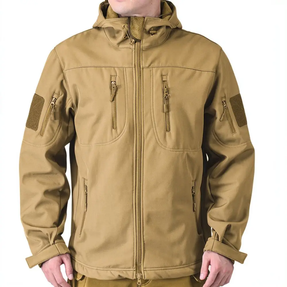 Mens Camo Tactical Jacket Winter Outdoor Softshell Windproof Waterproof Fleece Thermal Hiking Trekking Sport Training Coat