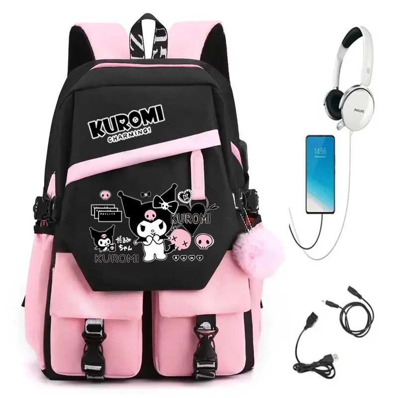 HOT Kuromi Melody Joint Peripheral Backpack Female Cute Elementary School Students Junior High School Bag Mochila