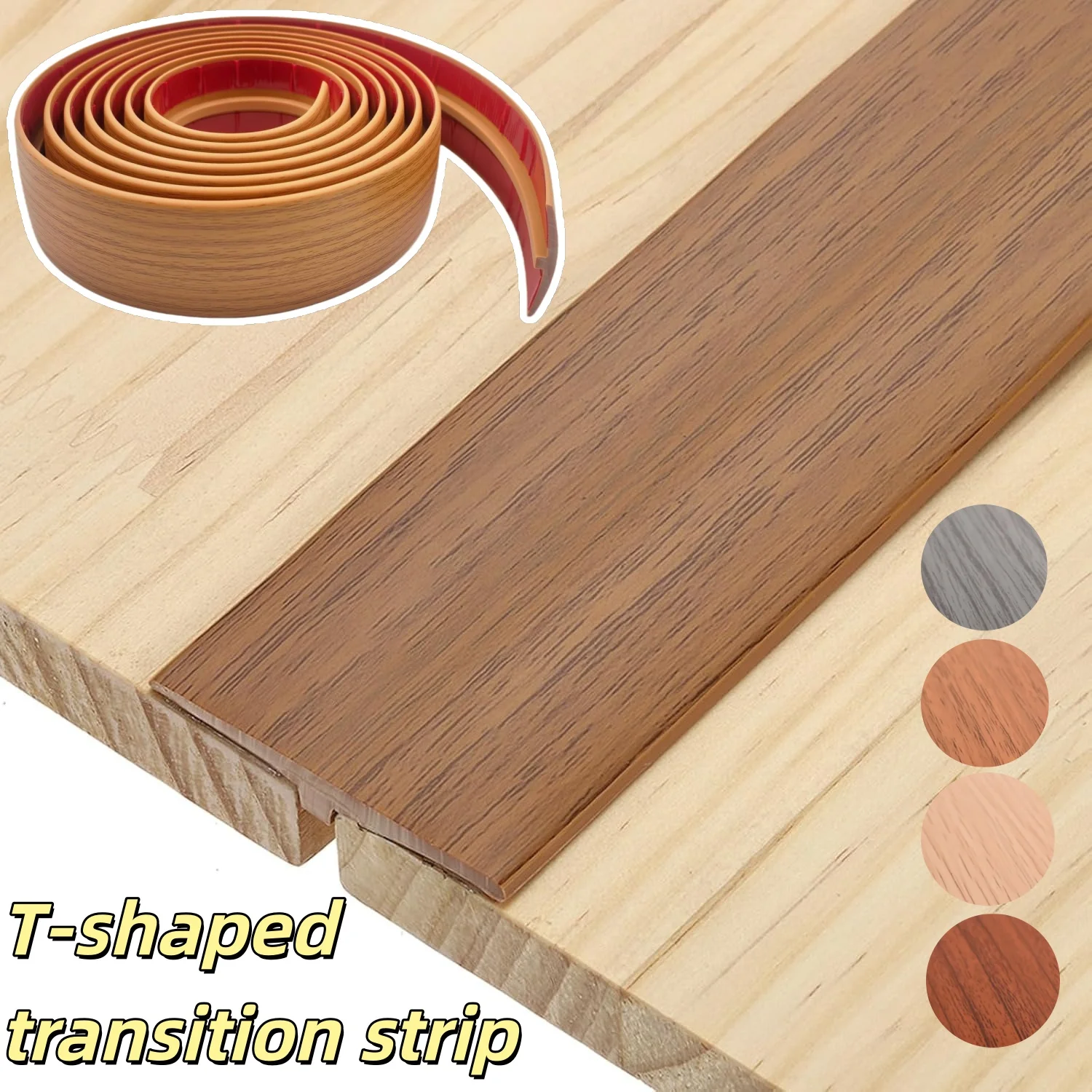 1PC 2M/78.74in Durable Carpet To Tile Floor Transition Strip Self Adhesive T-Molding Edging Trim Strip Laminate PVC Threshold Co