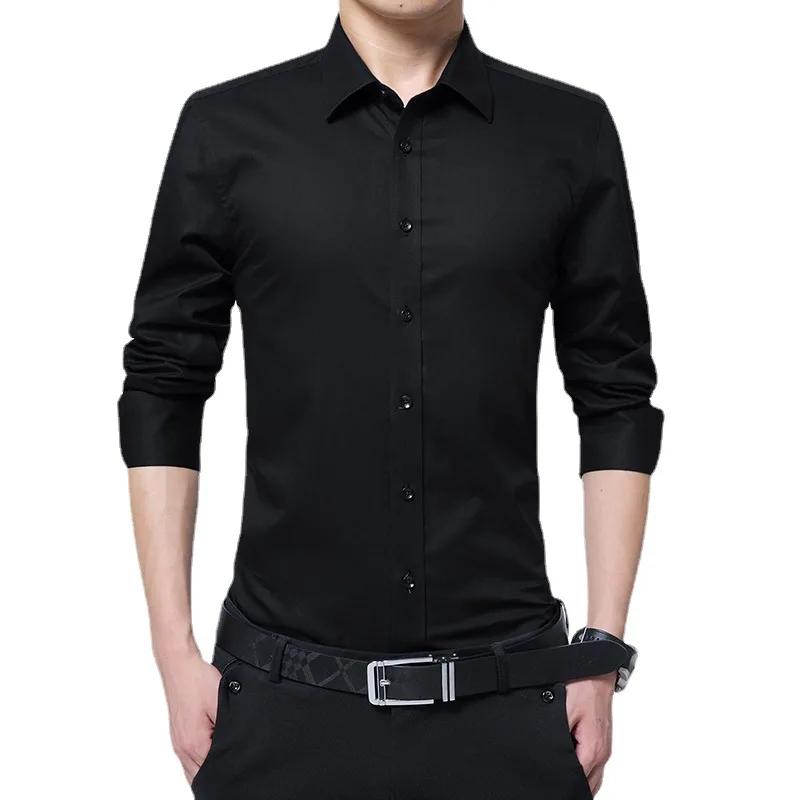 Camisa de manga comprida masculina versão coreana fino ajuste primavera e outono roupas bonito cinza camisa masculina na moda casual formal wear