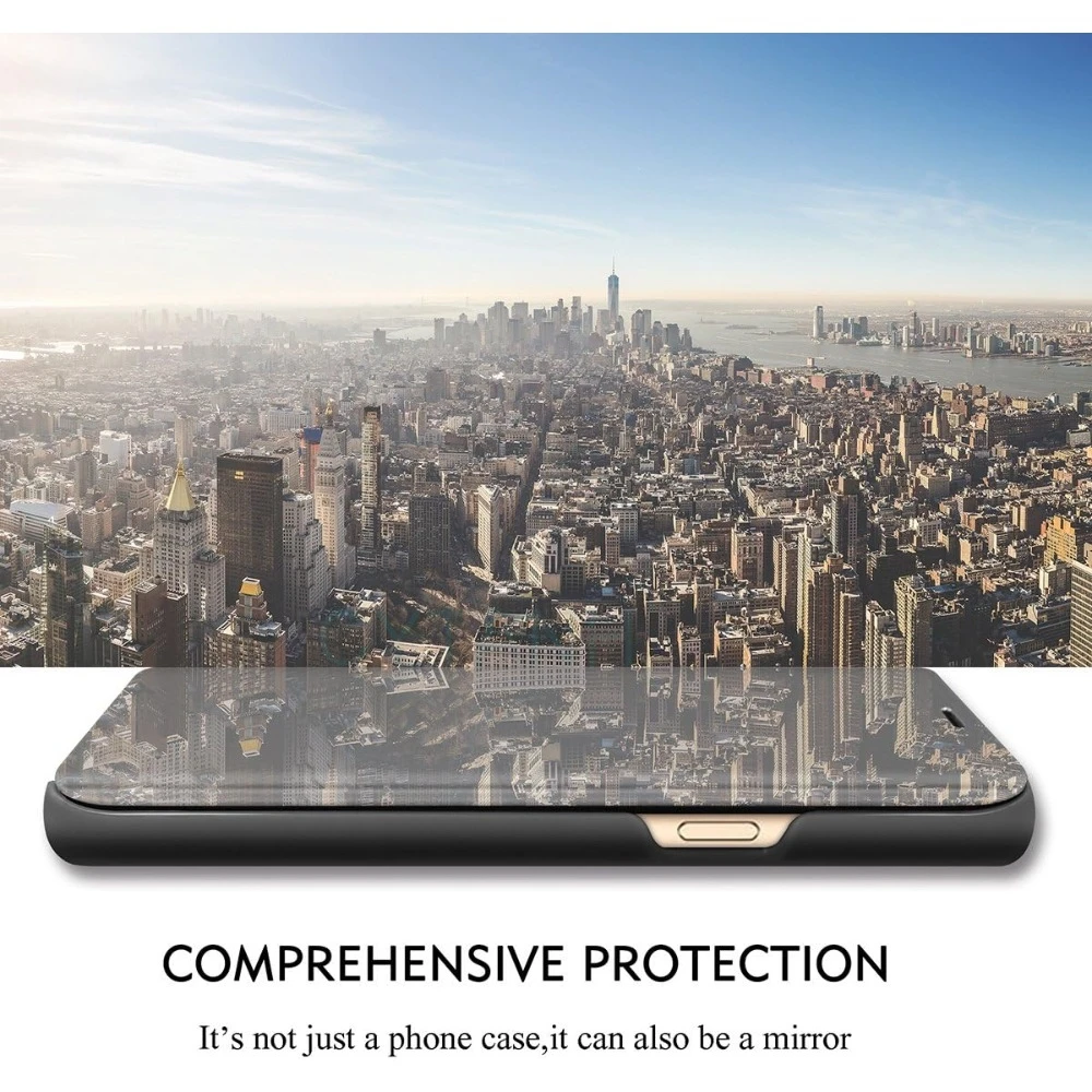 Slim Mirror Clear Holder Case For Samsung Galaxy S26 S25 S24 S23 S22 Plus Ultra Shockproof Leather Texture Wallet Protect Cover view 3