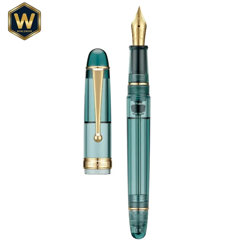 Asvine V126 Fountain Pen (EF/F/M Nib) Acrylic Matte Black Transparent Luxury Calligraphy Pen for School Office Stationery