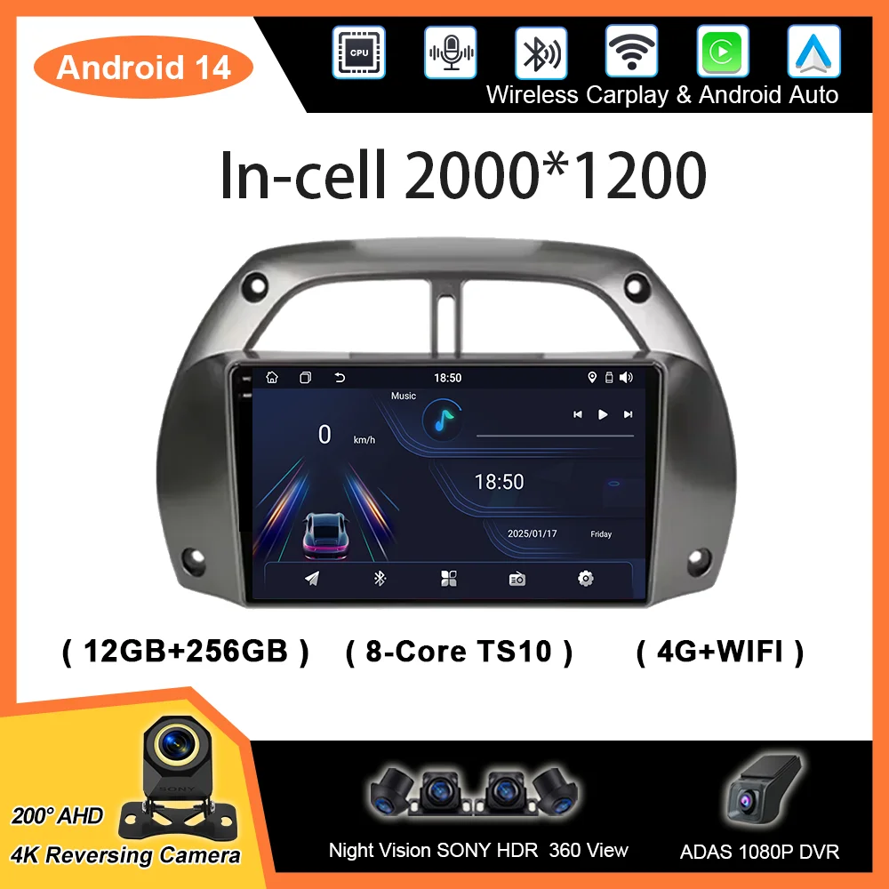 

Car Android For Toyota RAV4 RAV 4 2001 -2006 Auto Radio Stereo Multimidia Player GPS Navigation 4G wireless Carplay NO 2DIN DVD
