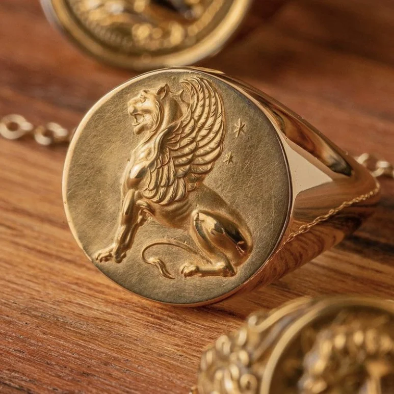 Vintage Men's Fashion Personality Gold-plated Lion Shape Animal Ring Fashion Unisex Ring Punk Party Decorative Ring Jewelry Gift