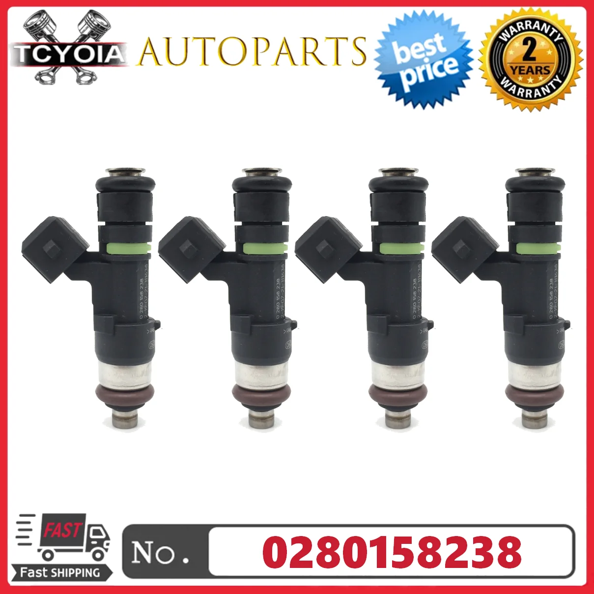 

4pcs/lot 0280158238 AM5G-9F593-BA 1674854 Fuel Injectors For Ford c-max II Ecosport Fiesta Saloon VI Focus 1.6L 2010-2020