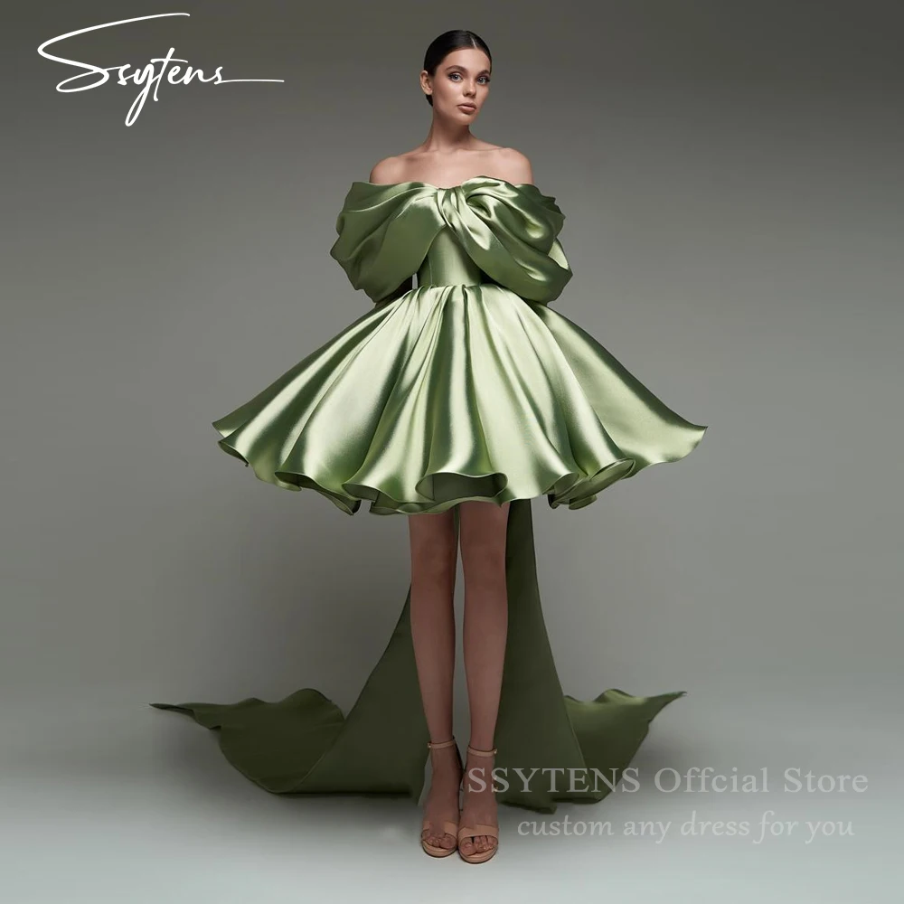 

SSYTENS Short Vestidos De Graduaciones Mujer Juvenil Green Prom Gowns Satin Mini Cocktail Dresses Customized Homecoming Dress