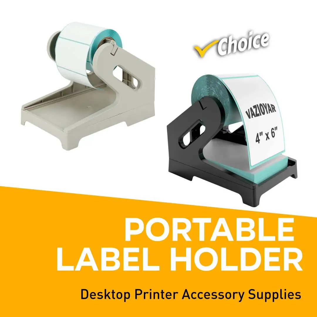 Portable Label Holder for  for Rolls and Fan-Fold Labels SCompatible with Manual Recycling of Label Rolls