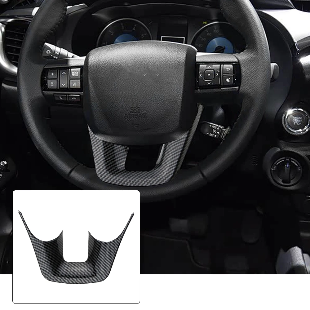 Steering Wheel Cover Trim for Toyota Fortuner Hilux Revo Conquest 2016 - 2022 Decoration ABS Sticker Accessories