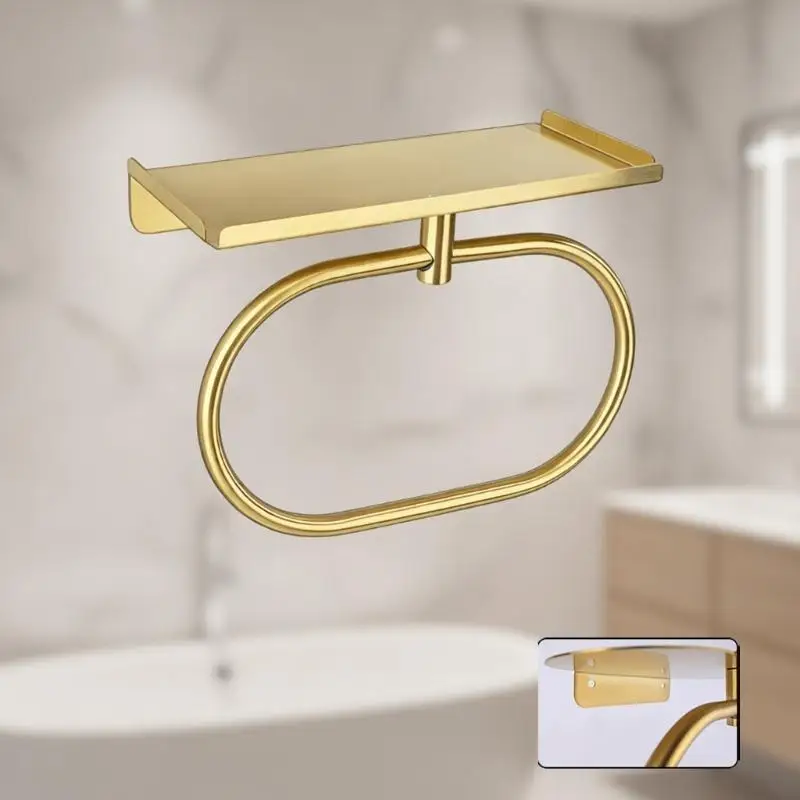 652F Wall Mounted Towel Holder Stand With Storage Shelf For Bathroom Organization