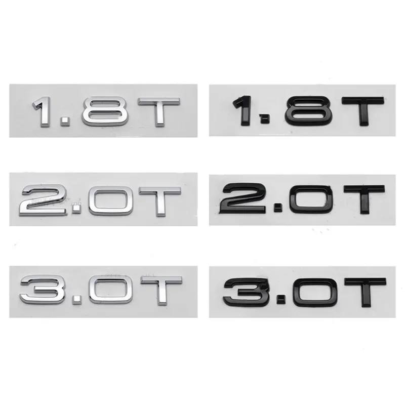 3D ABS Letters Car Styling Rear Trunk Badge 1.8T 2.0T 3.0T Emblem Logo For Audi A3 A4 A5 A6 A7 A8 Q2 Q3 Q5 Q7 Q8 Car Accessories