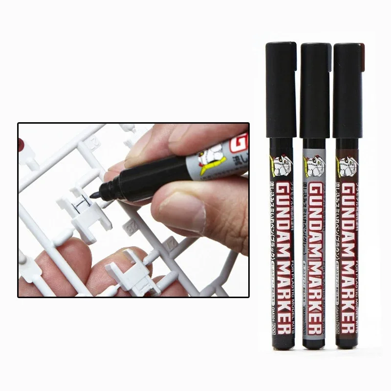 Imagem -04 - Pen Marker Permeating Pen Oily Paint Pen para Plastic Model Kit Preto Cinza e Marrom Gm300 Gm301 Gm302 Gm303 Mr.hobby-eraser