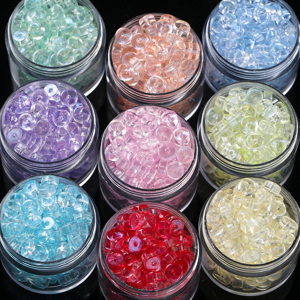 

50pcs Glass Round Flat Wheel Beads Colored Loose Spacer Beads for DIY Jewelry Making Earrings Necklaces Bracelets Accessories