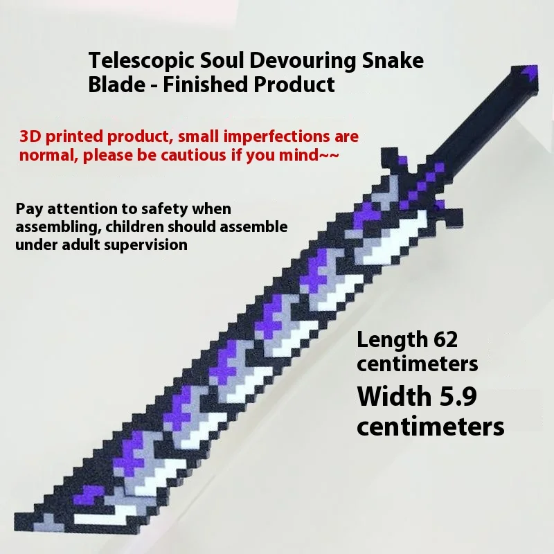 

Extendable Snake Blade Sword Enchanted Diamond & Netherite Warrior’s Blocky Style Collectible Toy Large Size3D print toys