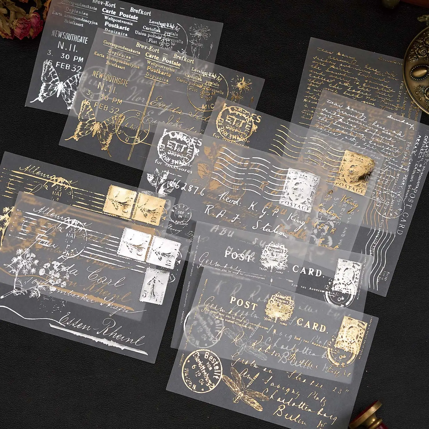 Sulfuric Acid Paper Hot Stamping and Silver Material Package Bright Streamer Series Ins Style Handbook Background Base Decoration Material Decorative Paper Scissors Picture Book