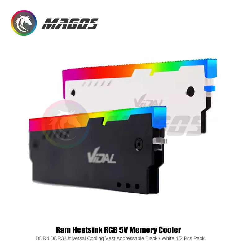 RAM 쉘 라디에이터 RGB DDR4 DDR3 범용 방열판 메모리 조끼 ARGB 5V AURA 주소 지정 가능 블랙 화이트 1/2 개 팩