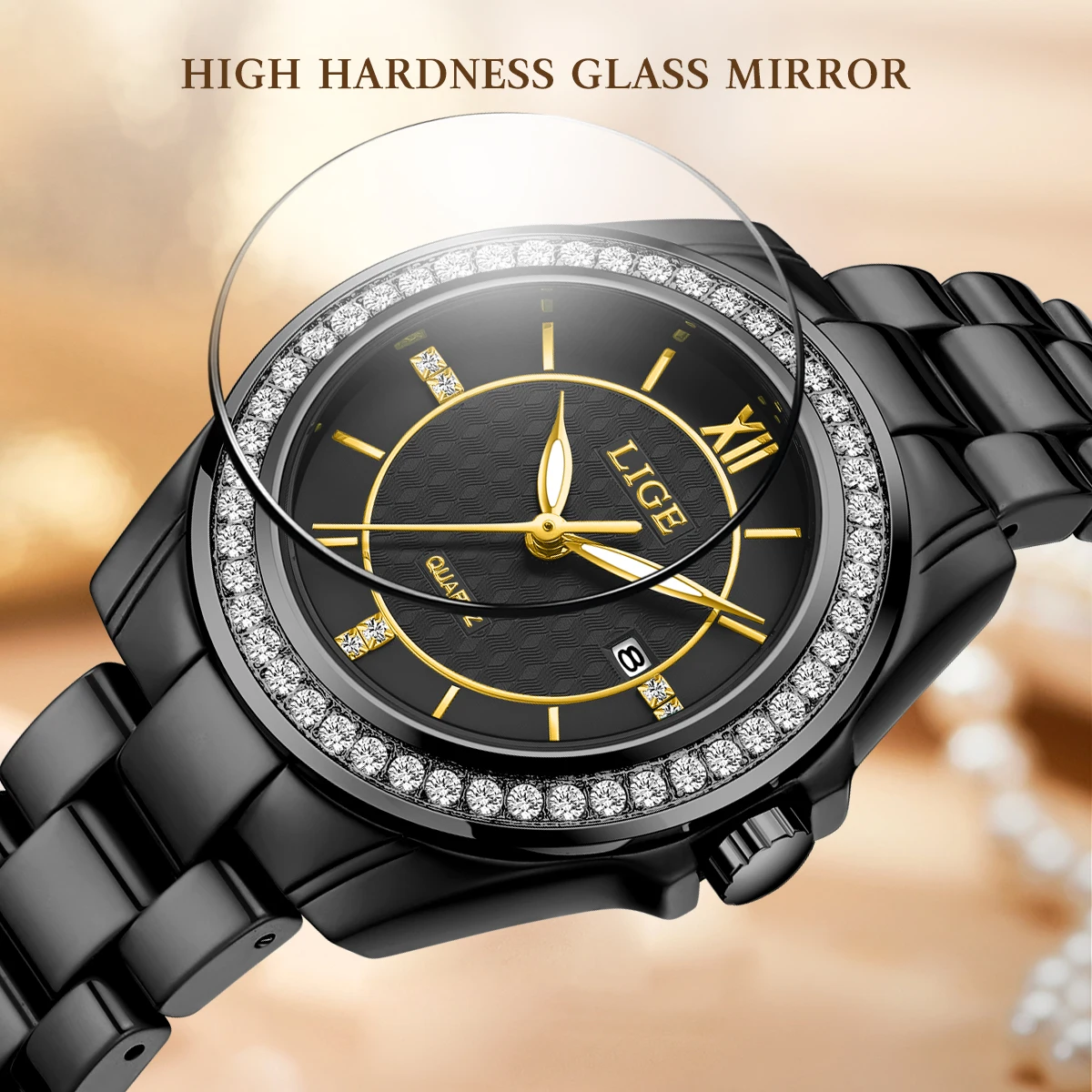 LIGE mode luxe montre étanche pour femmes Date lumineuse bracelet en acier inoxydable Quartz femmes dames montres Reloj Mujer