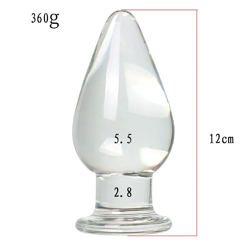 VaHppy Glass Anal Plugs Large 5.5cm Transparent/Golden SM BDSM Adult Sex Toys Unisex Lesbian Gay Anal Masturbator Stimulation