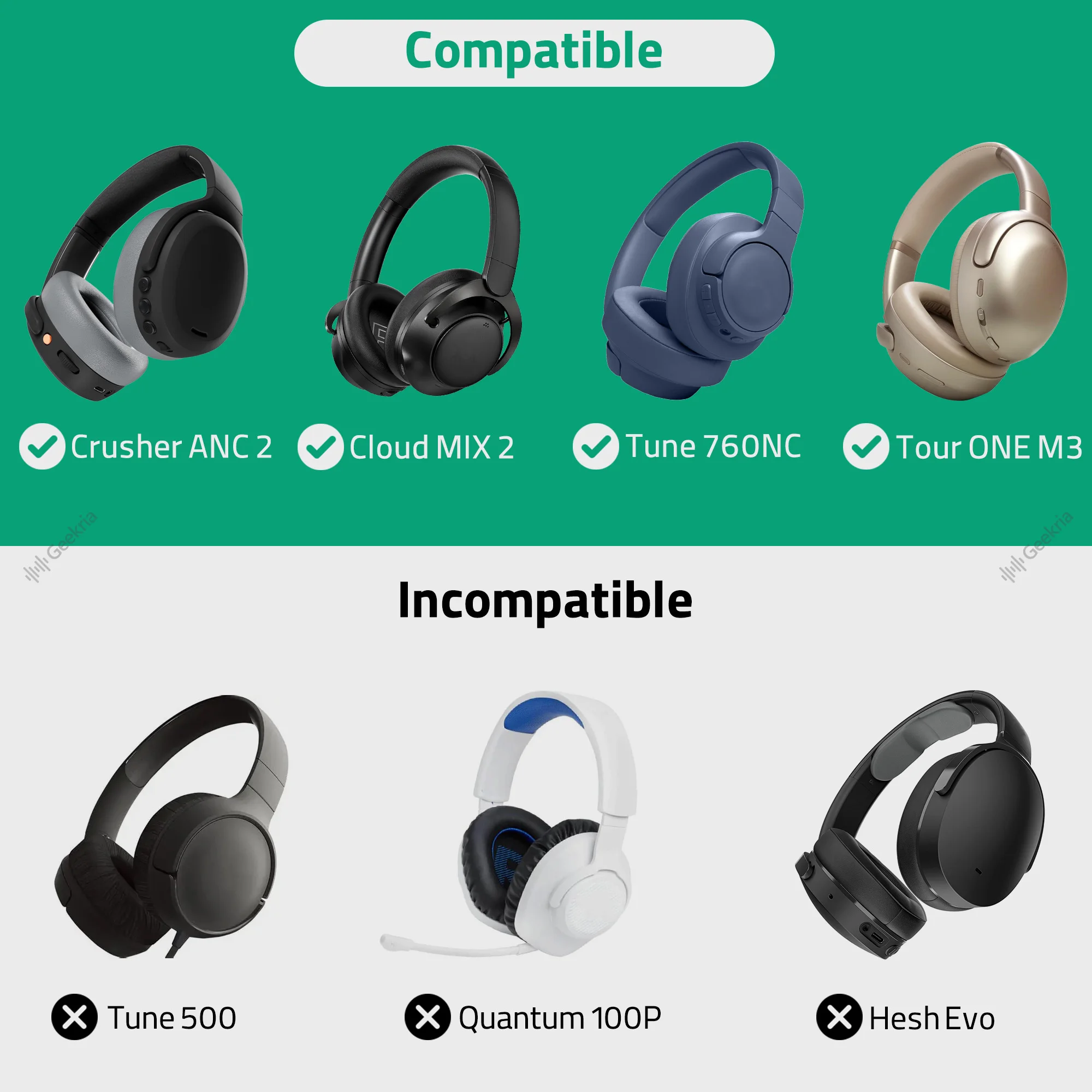 حافظة سماعات الرأس Geekria Shield متوافقة مع Bose QC Ultra II وJBL Tour ONE M3 وSouncore Space One Pro والمزيد