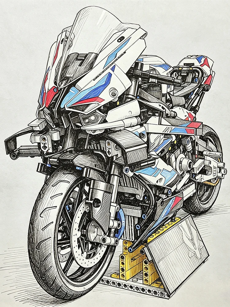1920PCS MOC Technical M1000RR Motorcycle Building Blocks Collectible Display Motorbike Model Assembly Toy Birthday Gift for Boys