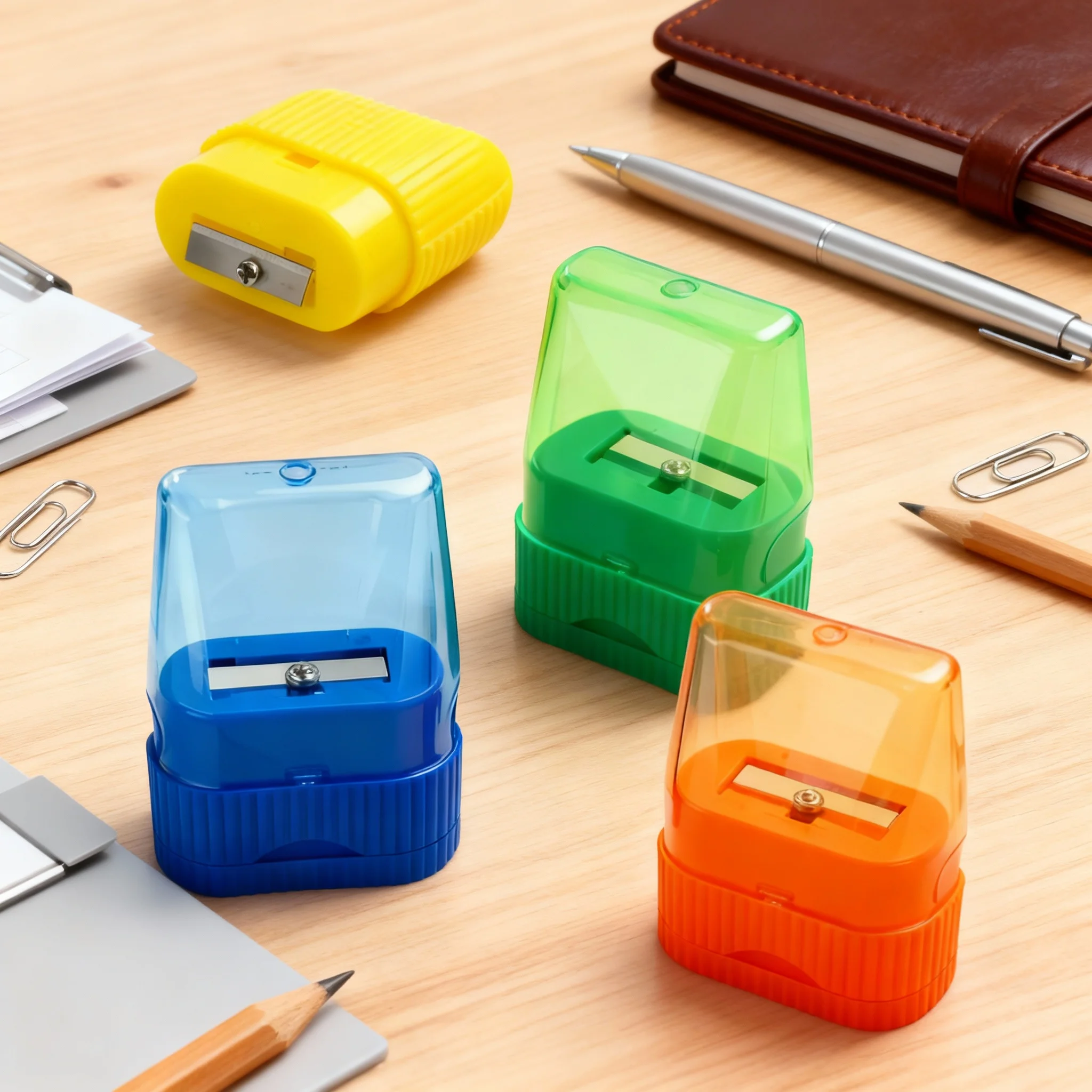 Office Desktop Manual Pencil Sharpener with Dust Box Durable Clean Desk Pencil Sharpening Tool
