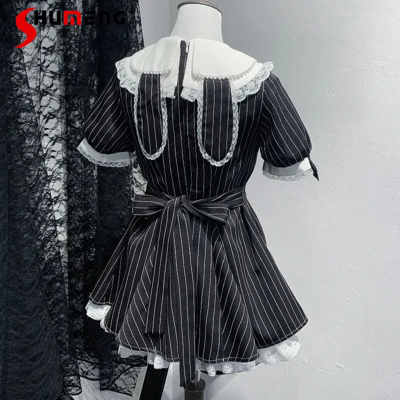

Japanese Lolita Cartton Ear Sleeve Dress Set 2025 Autumn New Short Sleeved Pearl Collar Top With Sleeves And Shorts 2-Piece Suit