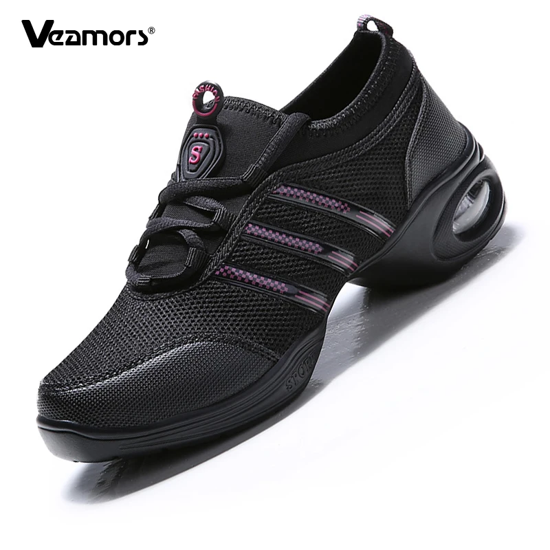 

Elegant Women Dancing Shoes Ladies Breathable Mesh Dance Shoes for Jazz Tango Latin Height Increasing Elastic Casual Sport Shoes