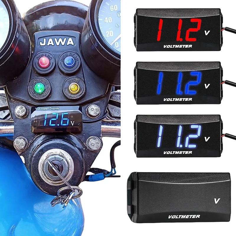 Digital Voltmeter DC 12V to 60V Digital Voltmeter Voltage Panel Meter Red/Blue/Green For 12V 80V Electromobile Motorcycle Car