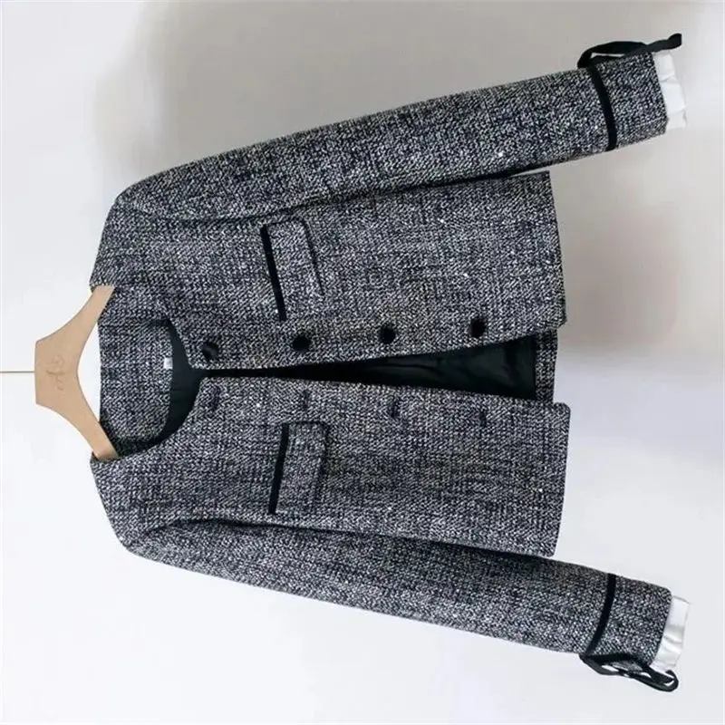 

2026, весенне-осенняя новая высококачественная короткая куртка, женское пальто с ароматом блесток, женская твидовая верхняя одежда, модная верхняя одежда, топы для женщин