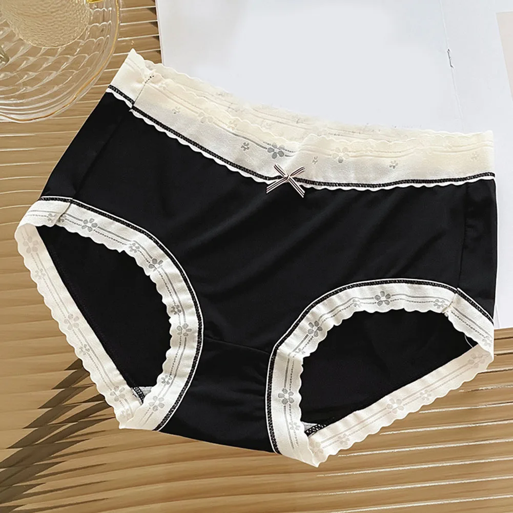 

1 шт. женские трусики из ледяного шелка с бантом, высокая эластичность, контрастное дышащее треугольное нижнее белье, женские бесшовные милые трусы с оборками