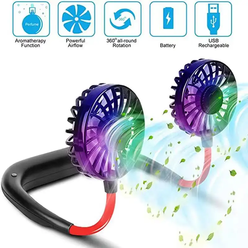 Portable cooling neck fan for outdoor sports USB rechargeable camping survival kit Cooling tools for running and climbing