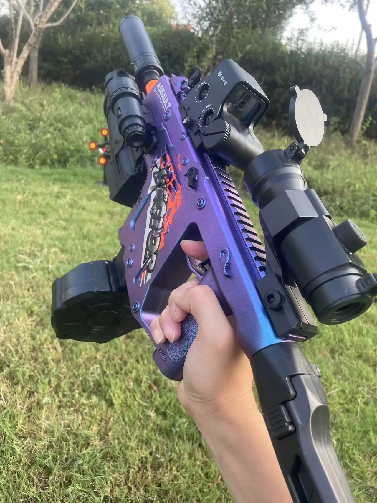 Blaster di gel per la costruzione di squadre di famiglia | Gioco di tiro all'aperto sicuro per genitori e bambini da incollare, giocattolo con palla in gel eco stile M416 per il giardino