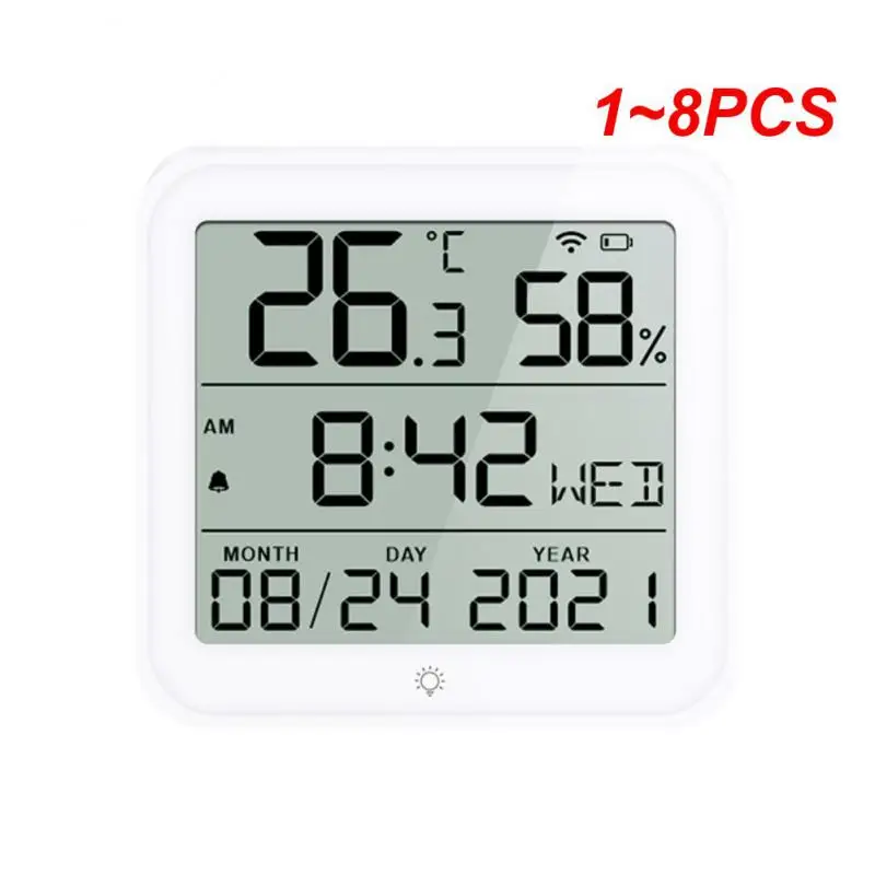 

1~8PCS Tuya Smart Home WiFi Temperature Humidity Sensor Smart Life Indoor Thermometer 24 Hours Clock Sensors for Alexa