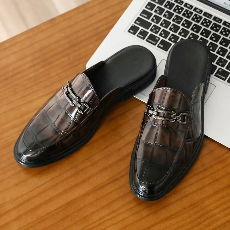 horsebit loafers mules for men formal slippers for man dress shoes designer slides half shoes for man mules hombre cuir