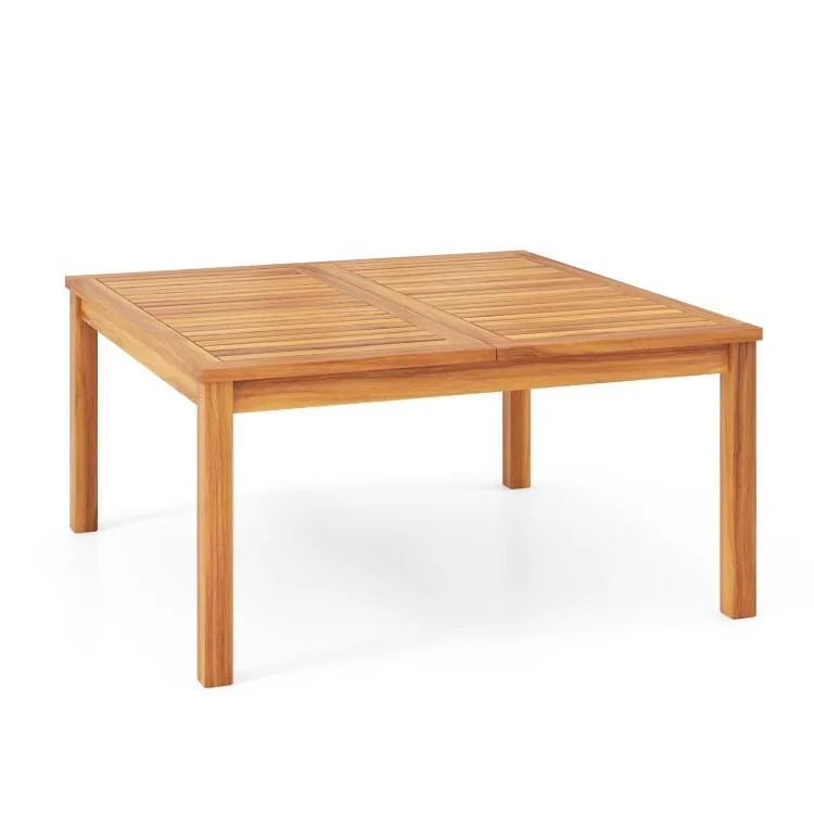 

35.5" Patio Outdoor Side Table Slatted Table Top Solid Acacia Wood Coffee Table